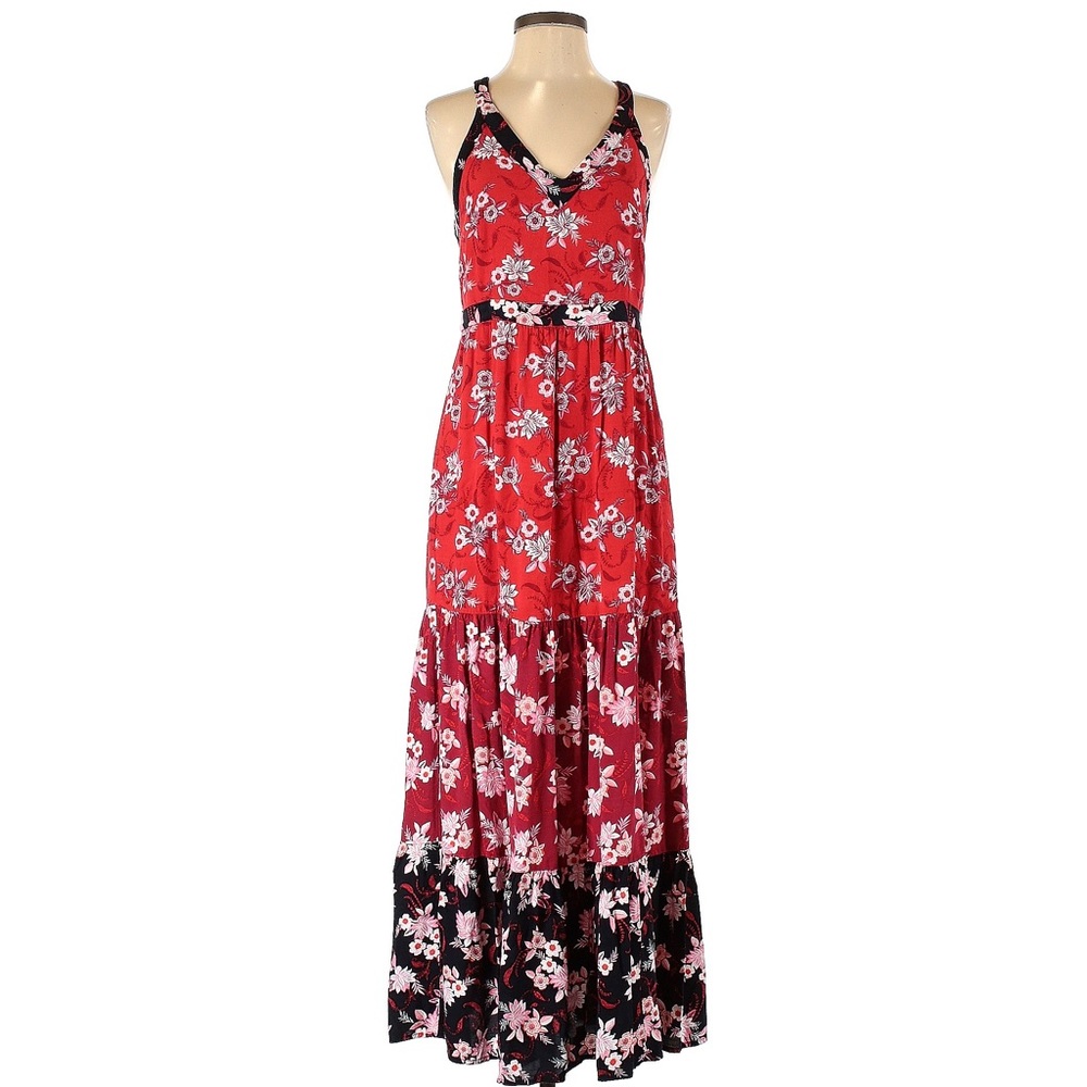 Loft Tiered Maxi Dress with Criss-Cross Straps in Back - 16